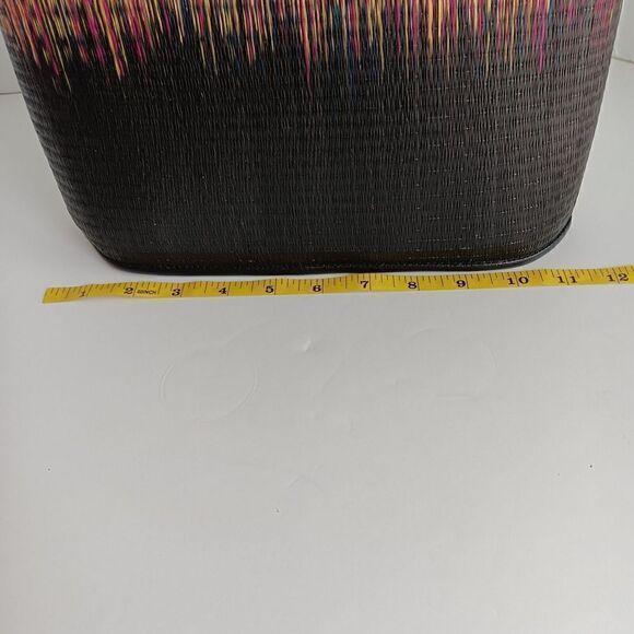 Buntal Desenyo Black/Multicolor Straw Shoulder Purse - Picture 6 of 9